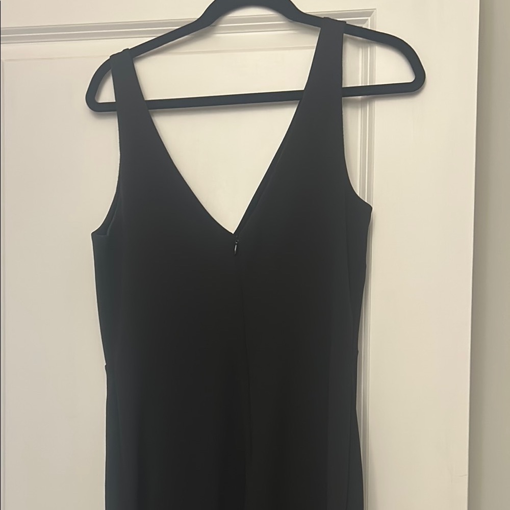 Lulu's Black Sheath Midi Dress V-Neck Sleeveless - Picture 4 of 4